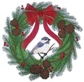 BeyondVision Wreaths with Color of Nature [Chickadee Dee Wreath ] / (8" x 8") [] embroidered iron-on patch