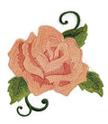Peach Single Rose (5" x 4") embroidered iron-on patch