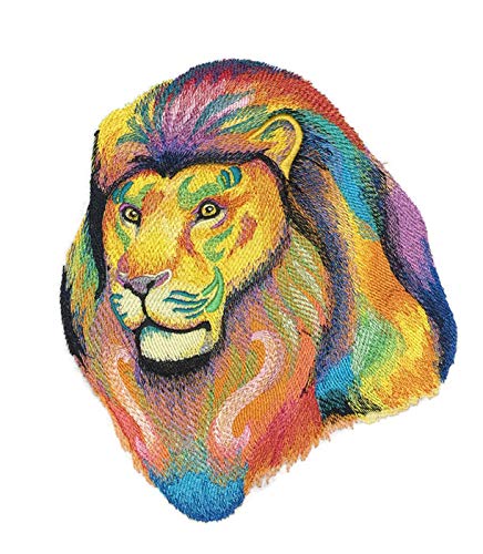 Nature Weaved in Threads, Amazing Animal Kingdom [ Vibrant Lion in Watercolor] [Custom and Unique] Embroidered Iron on/Sew Patch (6.61" x 7.8")