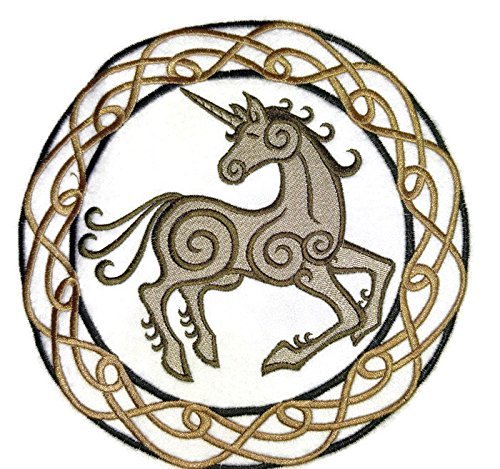 Parche bordado personalizado, mítico y legendario [Círculo de unicornio celta] para planchar o coser [19 x 19 cm] [Hecho en EE. UU.]