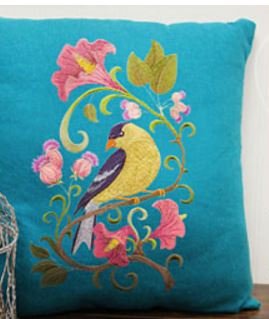Beautiful Goldfinch Bird in Flowers Custom Embroidered Iron on/Sew Patch (7.8" x 5.48") [Made in USA] by BeyondVIsion
