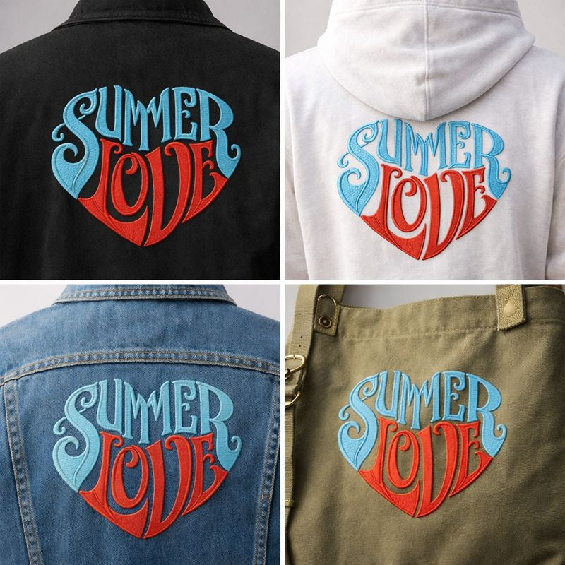 Summer Love Embroidered Patch 7.8 x 6.69 Inch Felt Iron On or Sew On – Handmade USA Statement Appliqué