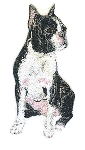 Amazing Custom Dog Portraits Boston Terrier ] Custom and Unique] Embroidered Iron on/Sew Patch (3.5" x 4.5") [Made in USA]