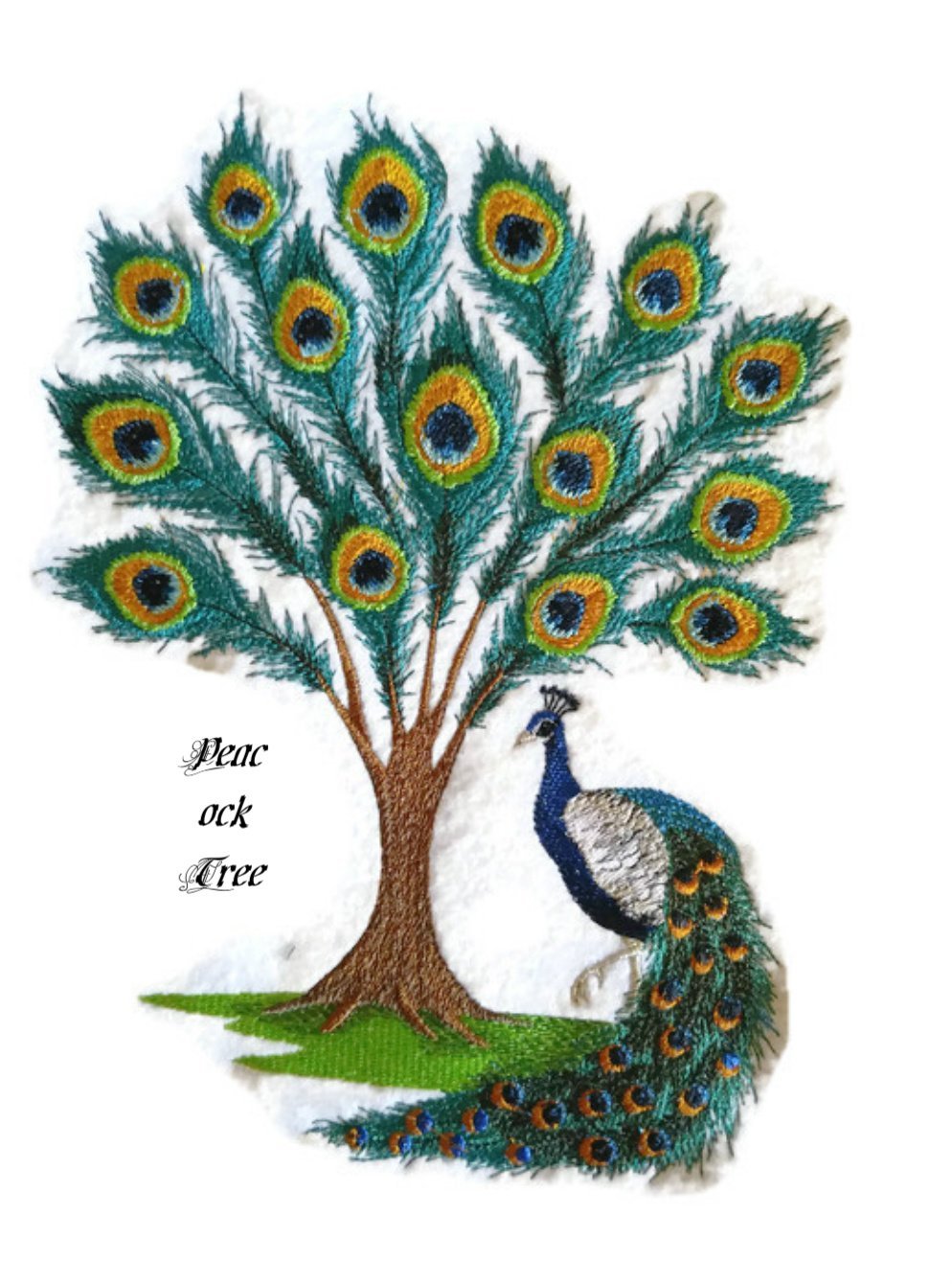 Nature Weaved in Threads, Amazing Birds Kingdom [ Peacock Tree] [Custom and Unique] Embroidered Iron on/Sew Patch (9.1" x 6.9") [Made in USA]