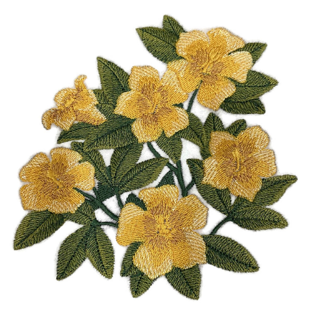 Bloom Jasmine Flowers Embroidered Iron on/Sew Patch (5.6" x 5.8")