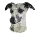 Whippet Dog Face (3.92" x 4") embroidered iron-on patch