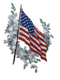 Flag and Blooms (6.85" x 9.94") embroidered iron-on patch