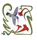 Nature's Bounty Hummingbird Square - Violet-crowned Embroidery / (7.79" x 7.44")[] embroidered iron-on patch