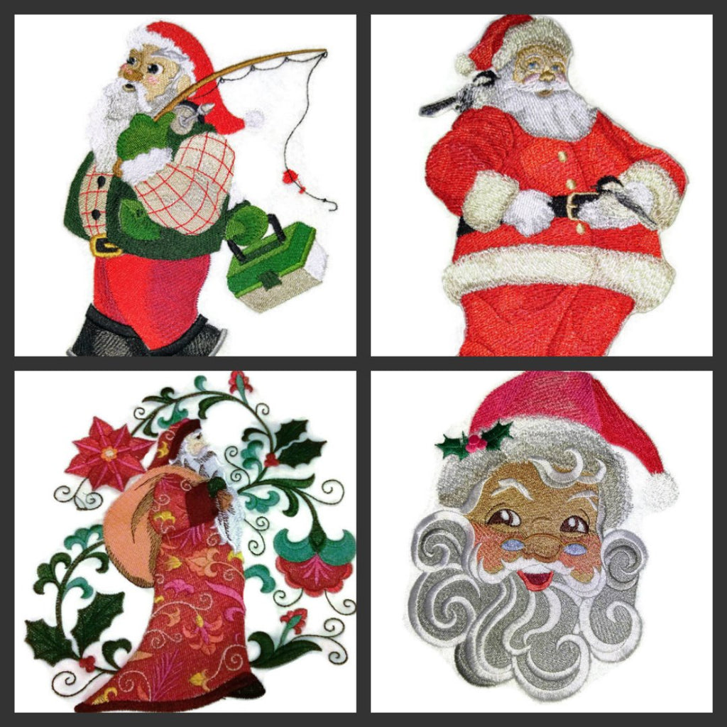 BeyondVision Feliz Navidad [Papá Noel con caja de regalo] Parche bordado para planchar o coser [5" x 5.5"] [Hecho en EE. UU.]