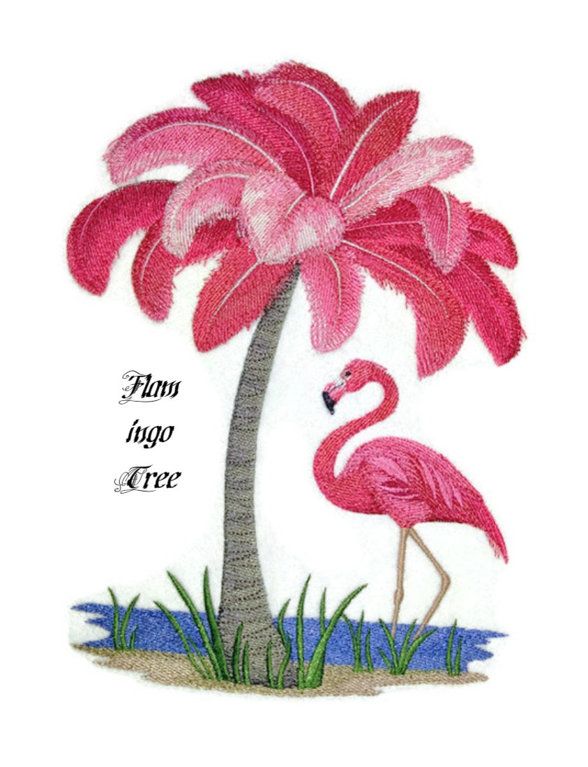 Nature Weaved in Threads, Amazing Birds Kingdom [ Flamingo Tree] [Custom and Unique] Embroidered Iron on/Sew Patch (9.1" x 6.9") [Made in USA]