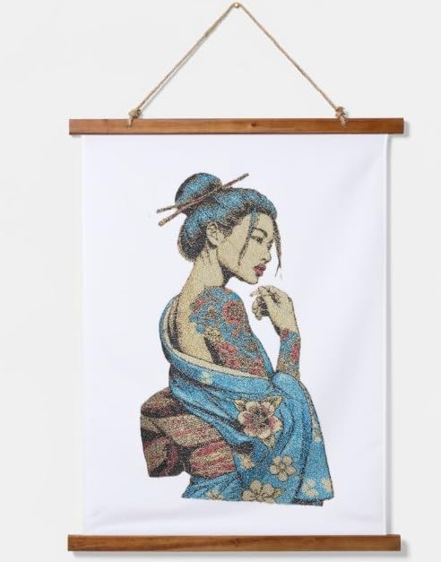 Beyond Vision Custom Geisha [Rich Japanese Culture and Tradition] Embroidered Iron On/Sew Patch (10.12" x 5.59")