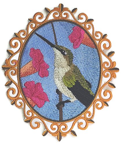 Nature Weaved in Threads, Amazing Birds Kingdom [Hummingbird Cameo ] [Custom and Unique] Embroidered Iron on/Sew Patch (5.75" x 4.75") [Made in USA]