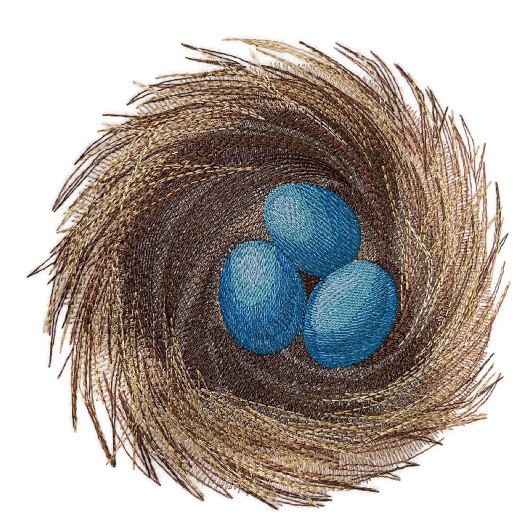 Parche bordado para planchar o coser con diseño de pájaro realista "Nido de petirrojo" de Beyond Vision [19,8 x 19,7 cm]