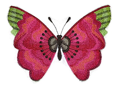 Parche bordado para planchar o coser con flores y mariposas en acuarela, personalizado y único [Mariposa amapola en acuarela] [16,8 x 12,2 cm] [Hecho en EE. UU.]