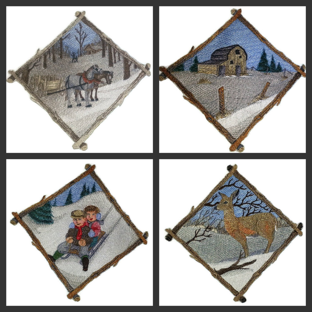BeyondVision Custom And Unique Winter Bonanza [ Winter Barn Diamond ] Embroidered Iron on/Sew patch (7" x 7") [Made in USA]