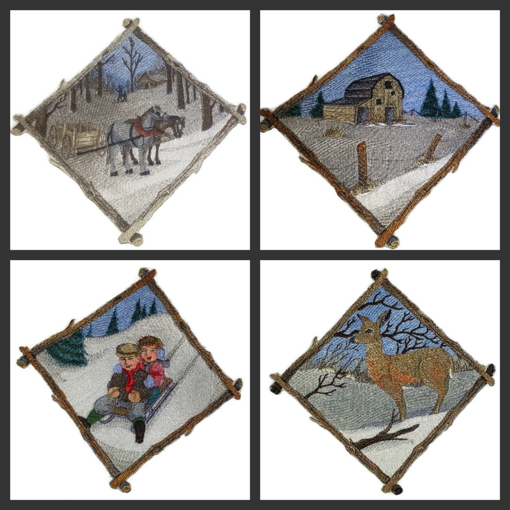 BeyondVision Custom And Unique Winter Bonanza [ Winter Barn Diamond ] Embroidered Iron on/Sew patch (7" x 7") [Made in USA]