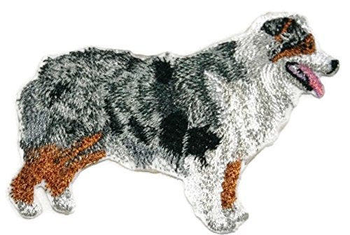 Impresionantes retratos de perros personalizados [Pastor australiano] Parche bordado para planchar o coser [11,4 cm x 8,9 cm] [Hecho en EE. UU.]