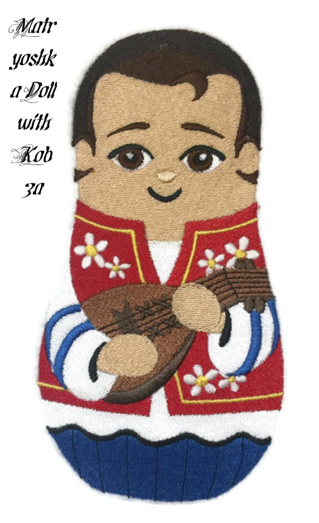 Impresionante arte ruso personalizado [Muñeca Matrioshka con parche bordado Kobza para planchar o coser (8,9 cm x 17,3 cm)] [Hecho en EE. UU.]