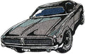 69 Charger (6" x 3.5") embroidered iron-on patch