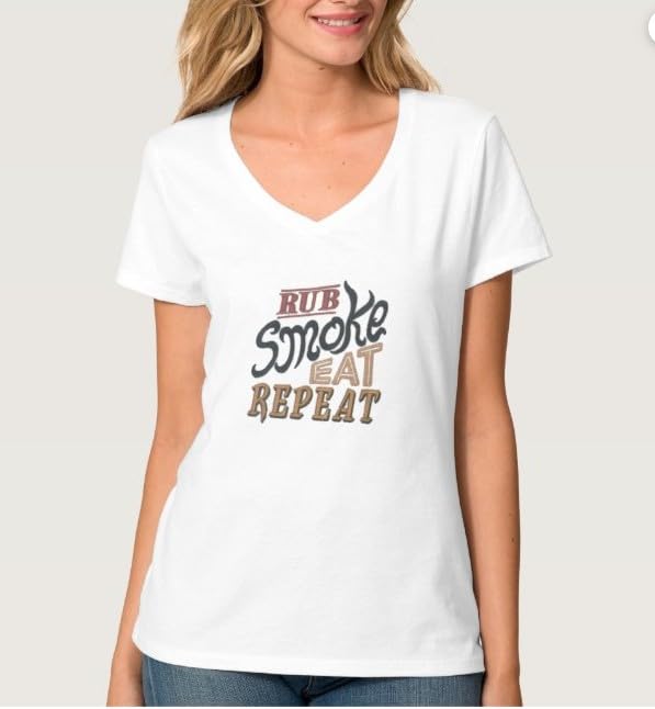 Diseño de delantal para barbacoa: ¡Vamos al interior! [Frotar, ahumar, comer, repetir] Parche bordado para planchar o coser [4,84 x 5,39] Hecho en EE. UU.