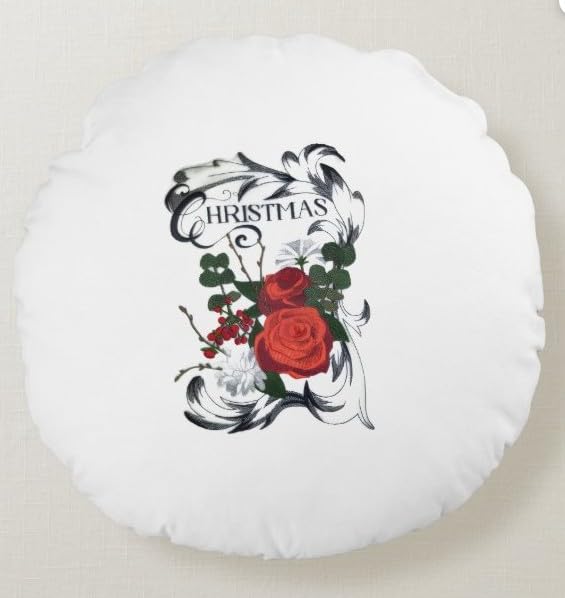 Parche bordado para planchar o coser Merry Christmas Boutique [Rosas navideñas] [17 x 24 cm] [Hecho en EE. UU.]