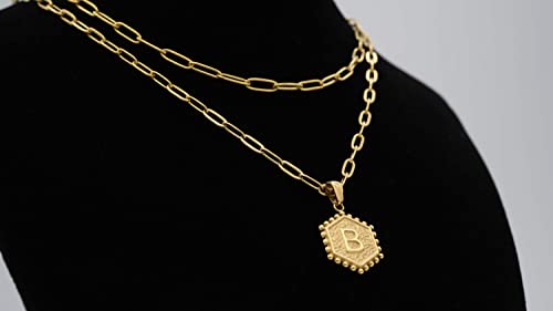 BeyondVision 18K Gold plated double layer double sided alphabet pendant necklace and choker necklace set