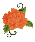Orange Single Rose (5" x 4") embroidered iron-on patch