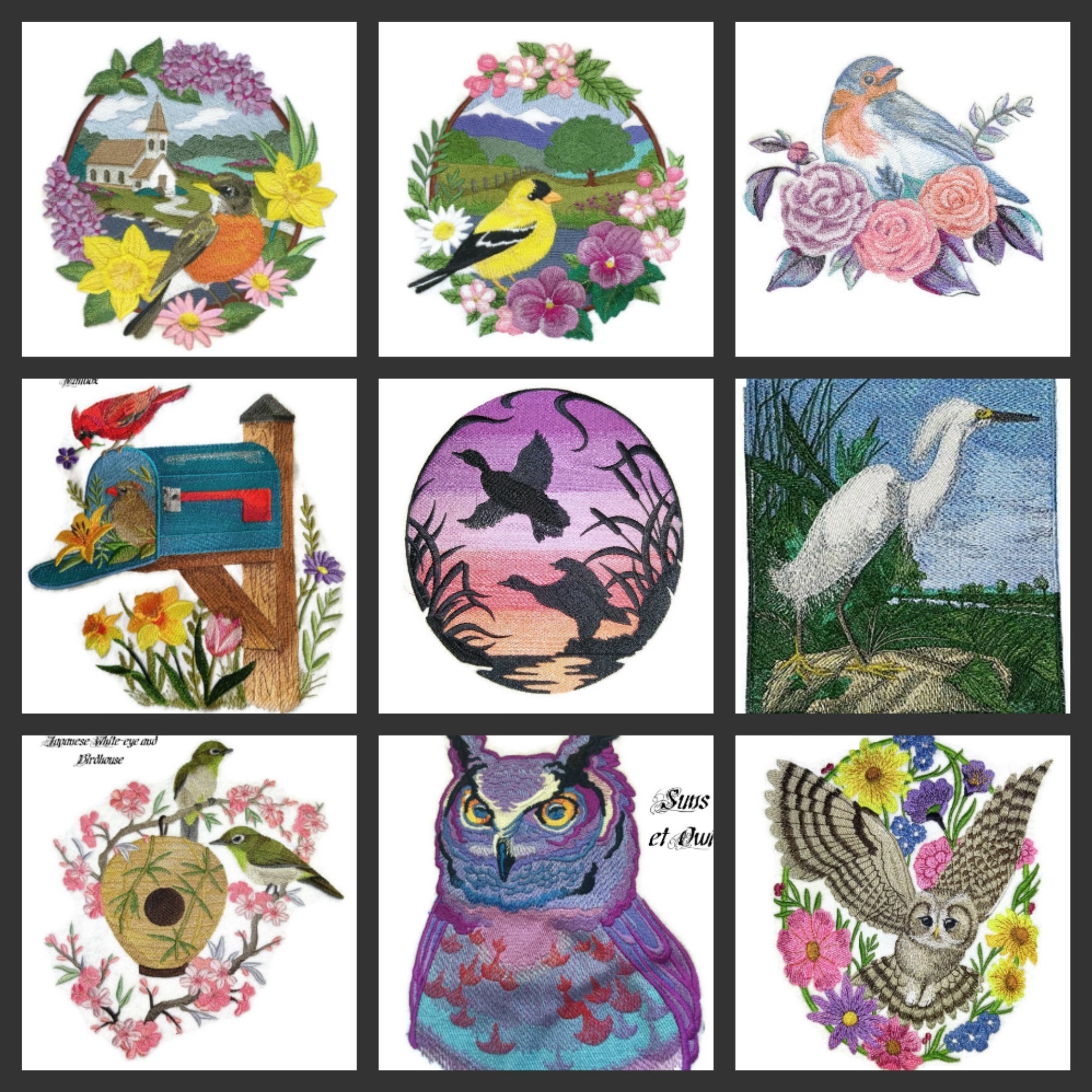 Naturaleza entretejida en hilos, Reino de las aves asombrosas [Azules y rosas brillantes] [Personalizado y único] Parche bordado para planchar o coser [7,25" x 5,85"] [Hecho en EE. UU.]