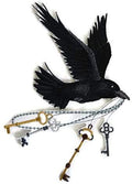Flying Raven with Skeleton Keys (8.63" x 5.81") embroidered iron-on patch