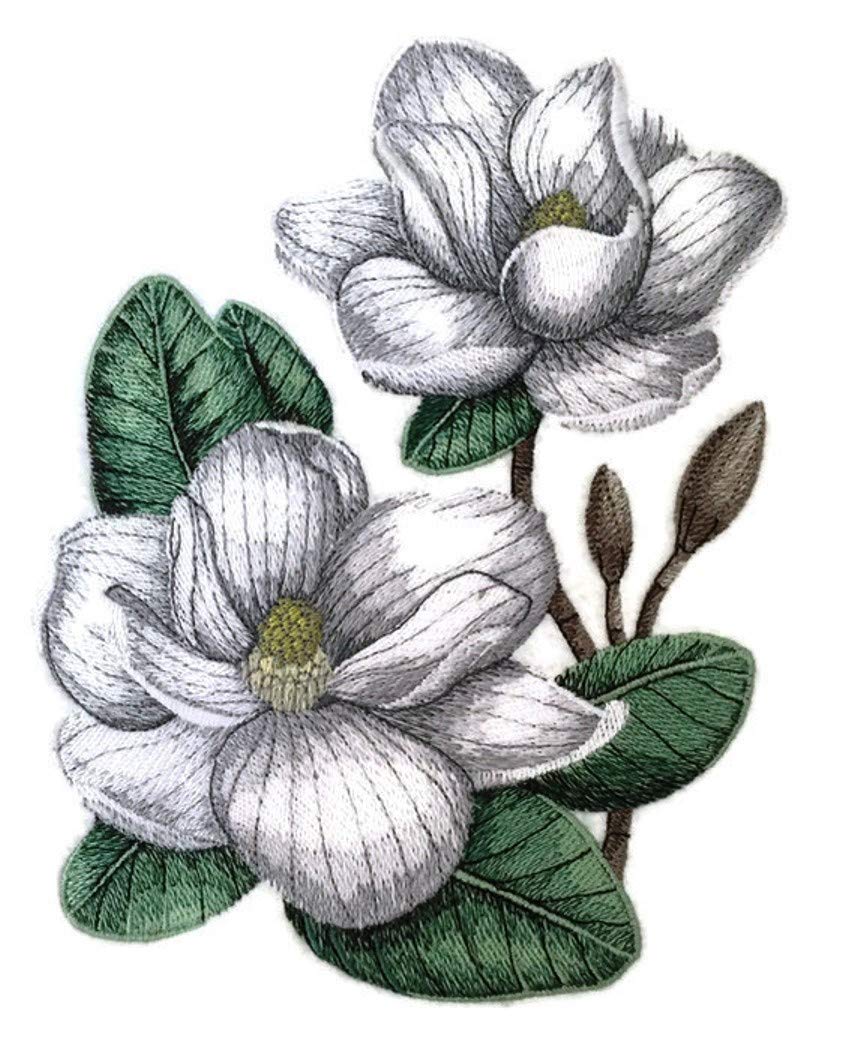 Custom and Unique Garden's Best Delight Flower [ Magnolia Blooms ] Embroidered Iron on/Sew Patch (5.85" x 7.51"))) ] [Made in USA]
