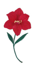 Bloom Amaryllis (3.7" x 7.1") embroidered iron-on patch