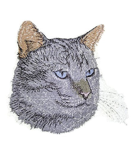 Amazing Custom Cat Portraits [Lynx Point Siamese Cat Face ] Embroidered Iron On/Sew Patch (4" x 3.6") Made in USA]