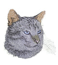 Lynx Point Siamese Cat Face (4" x 3.6") embroidered iron-on patch