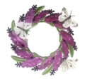 Lavender and Butterfly Wreath (6.87" x 6.95") embroidered iron-on patch