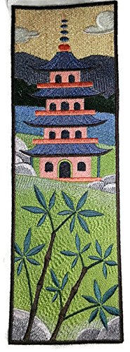 Amazing Custom [Japanese Garden Panel Scene ] [Rich Japanese Culture and Tradition] Embroidered Iron On/Sew Patch (11.73" x 3.89") [Made in USA]