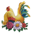 Nature Weaved in Threads, Rooster [Blooming Wild Chicken] [] / (5.86" x 6.39") embroidered iron-on patch