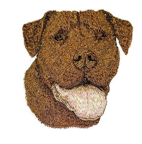 Amazing [American Pit Bull Terrier Dog Face] Embroidery Iron On/Sew Patch (4" x 3.68")[Made in USA]