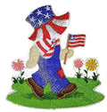 Star Spangled Fisherman Fred (5.7" x 4") embroidered iron-on patch