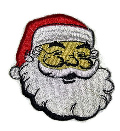 Santa Face [Laughing] Embroidered Iron on/Sew Patch (3" x 3") [Made in USA]