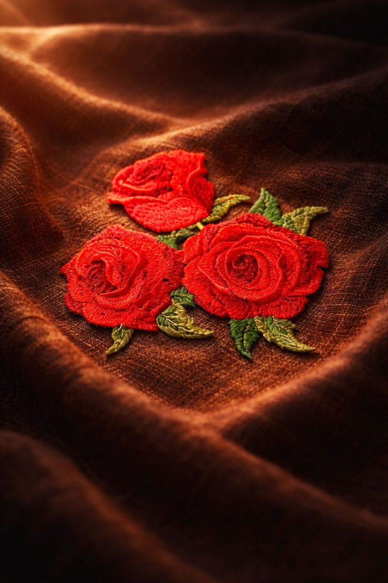 Roses Floral Embroidered Patch – Triple Bloom Red Flower Iron-On & Sew-On Applique for Jackets, Bags & DIY Fashion