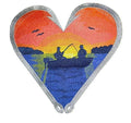 BeyondVision Let's Go Fishing [Fishing Heart Fishing Boat ] / (8" x 7.7") embroidered iron-on patch