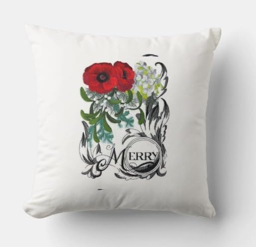 Beyond Vision Merry Christmas [Christmas Boutique - Merry Poppies ] Embroidered Iron on/Sew Patch (6.9" x 9.53") [Made in USA]