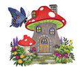 Fairy House in Toadstool (7.46" x 6.92") embroidered iron-on patch