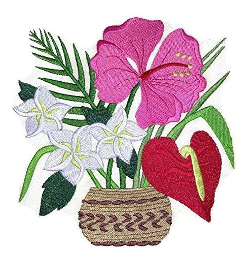 Custom and Unique Aloha Bouquet Embroidered Iron on/Sew Patch (7.8" x 7.6") [Made in USA]