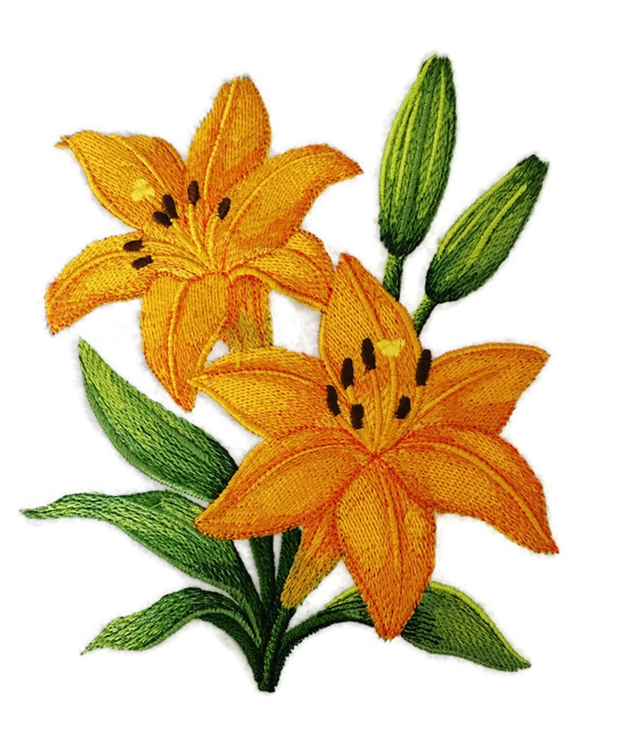 Custom and Unique Garden's Best Delight Flower [ Yellow Lily Blooms ] Embroidered Iron on/Sew Patch (5.87" x 7.07") [Made in USA]
