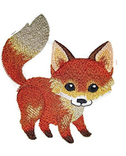 Parche bordado termoadhesivo/cosido "Naturaleza entretejida en hilos", "Increíble bebé animal del reino" [Zorro] [Personalizado y único] [11,7 cm x 10 cm] [Hecho en EE. UU.]