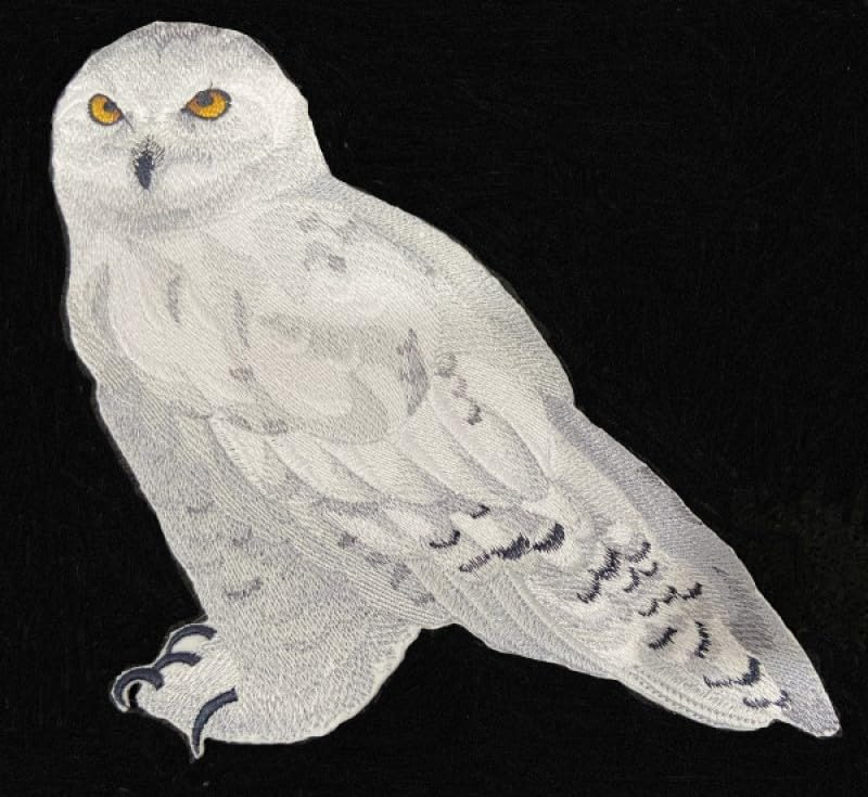 Custom Snowy Owl Embroidery Iron On/Sew Patch (7.8" x 7.55")