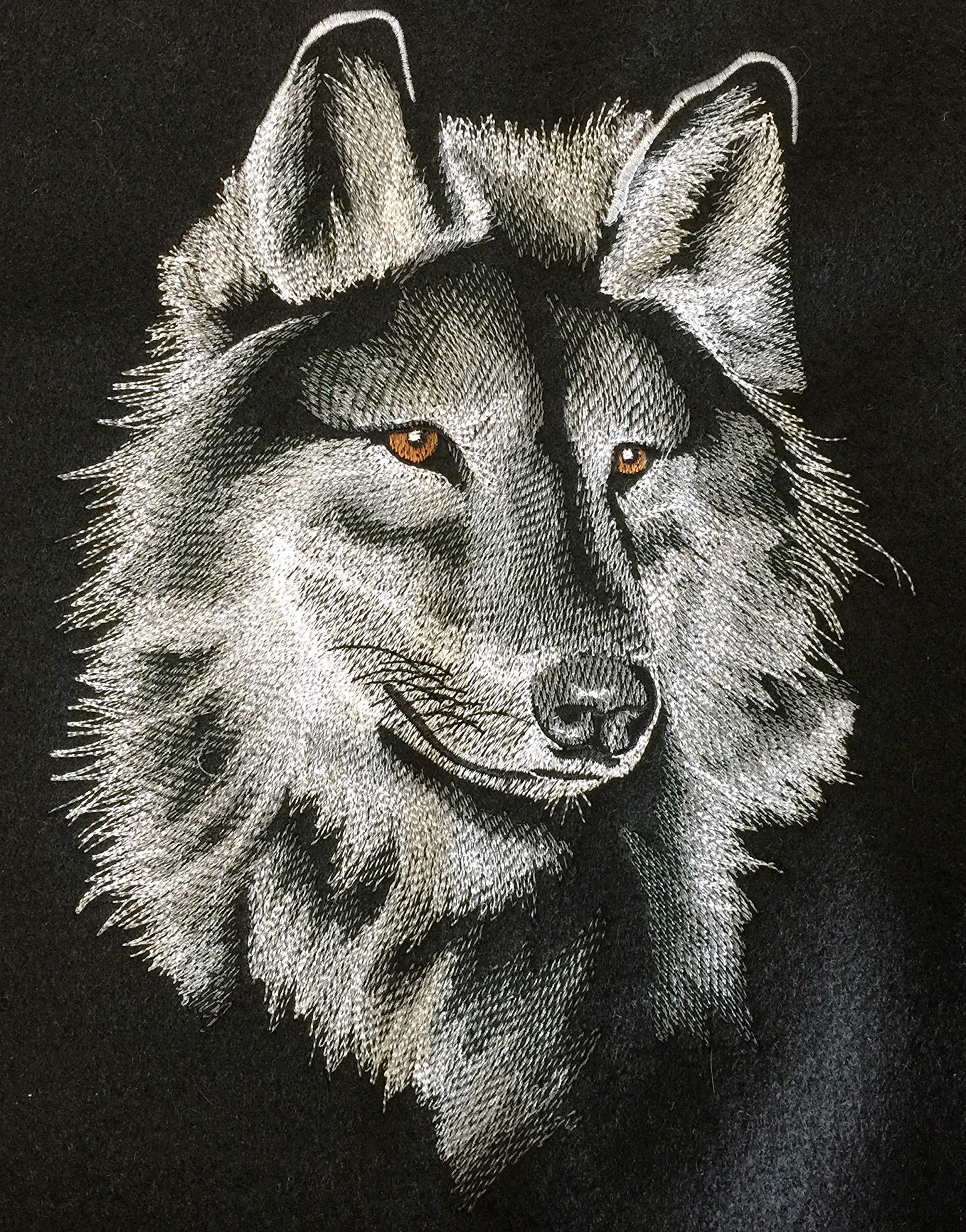 Nature Weaved in Threads, Amazing Animal Kingdom [Majestic Wolf] [Custom and Unique] Embroidered Iron on/Sew Patch (6.9" x 9.52")