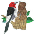 Red Headed Woodpecker (7" x 6") embroidered iron-on patch