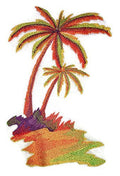 Nature Weaved in Threads [ Tropical Palm Trees in Watercolor] [] / (6" x 8.26") [] embroidered iron-on patch